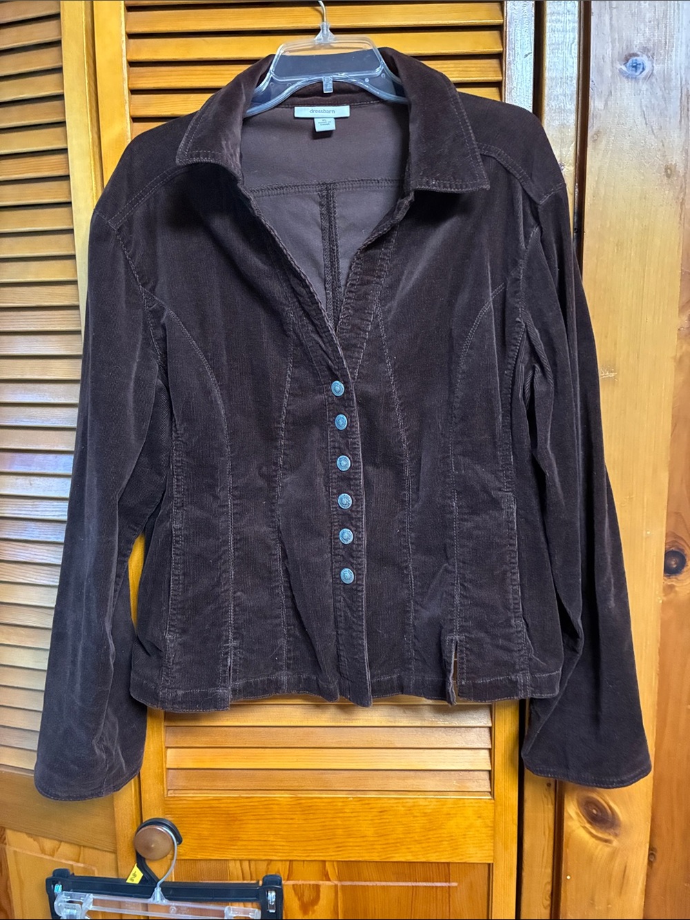 Dressbarn Brown Corduroy  knob-Front Jacket length 23” pit to pit 22”